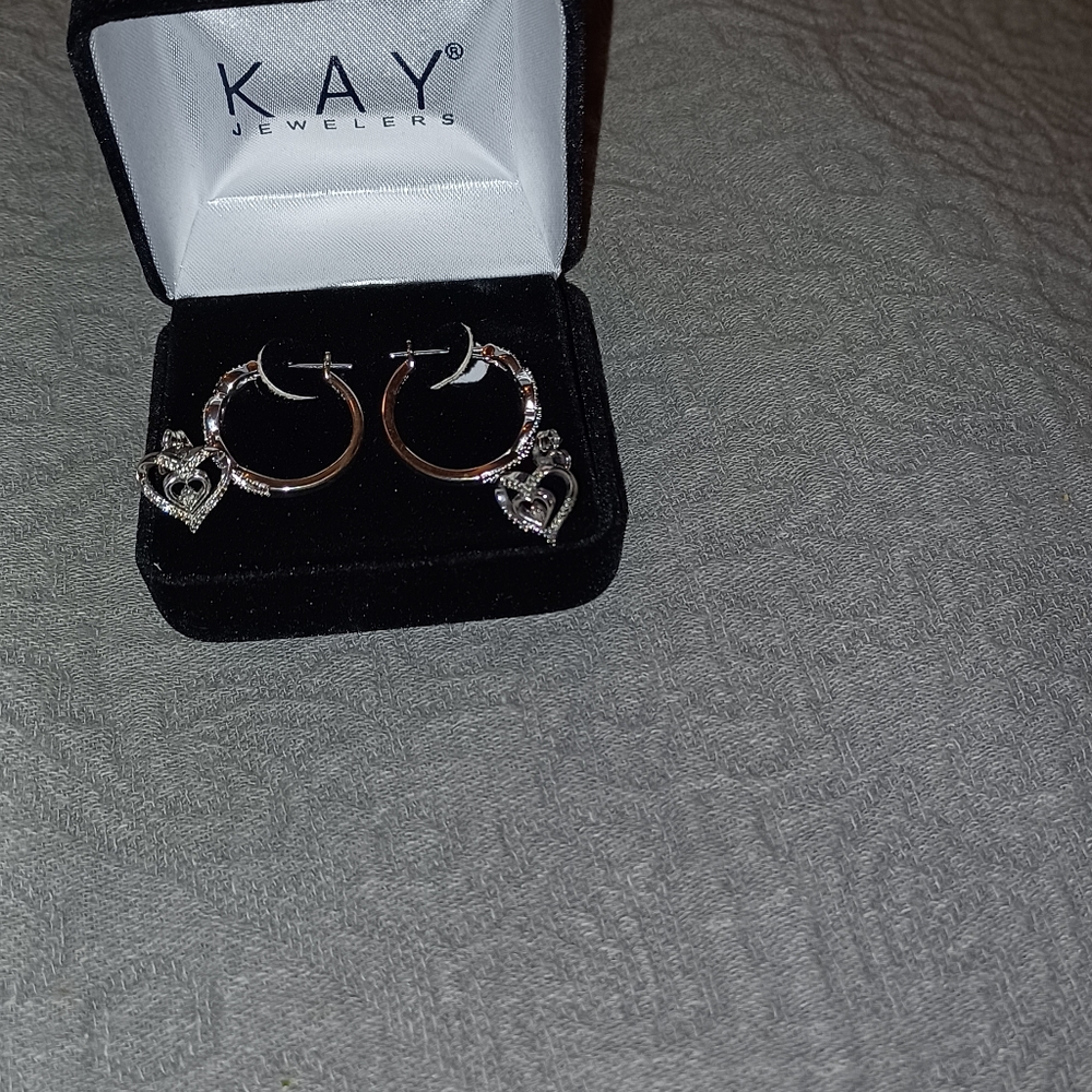 Earrings 2 sets studs heart shaped and hoops